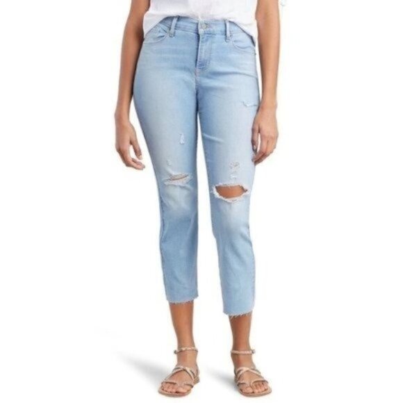 NWT Levis Light Blue Wash Curvy Straight Leg Distressed Cropped Jeans Size 28 - Picture 7 of 8